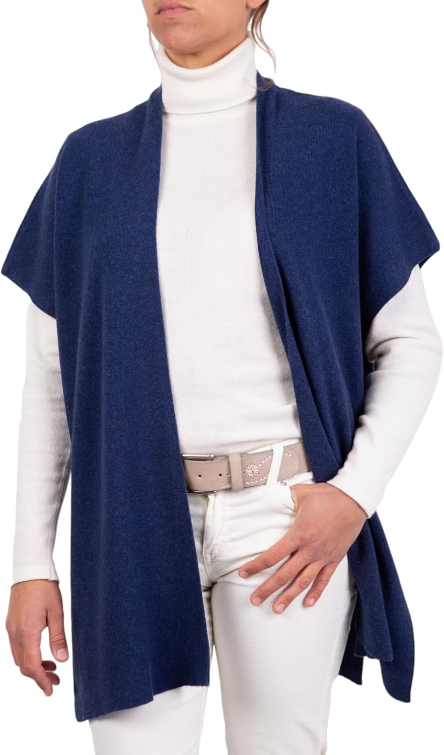 Mantel aus Kaschmir-Mischgewebe für Damen, hergestellt in Italien, Merinowolle Kaschmir, Schwarz, Be