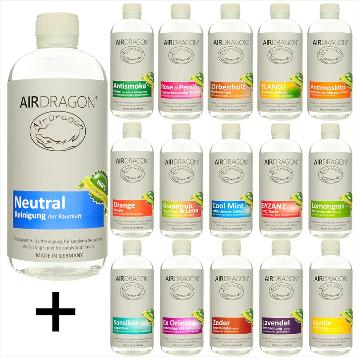 AIRDRAGON® Duft-Set • NEUTRAL + GRAPEFRUIT & LIME • 2 x 1 Liter • Für jede katalytische Lampe • OHNE