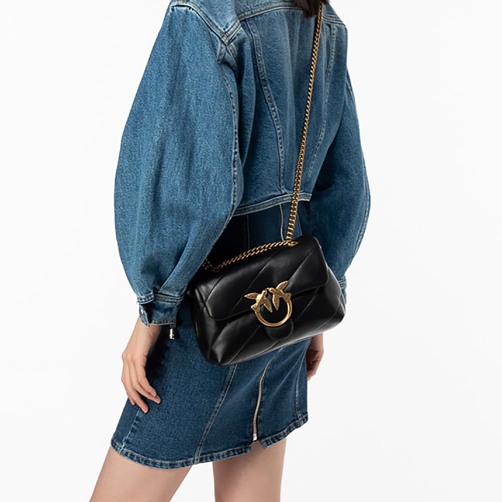 Pinko Damen Love Mini Puff Cl Sheep Nappa Tasche Z99q_schwarz-antique Gold, Z99q_schwarz-antique Gol