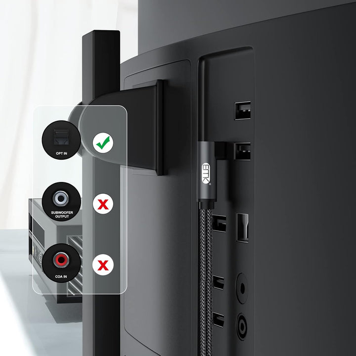 EMK】90° Optisches Kabel Toslink mit 360° drehbarem Stecker - Digitales Audio Kabel - 1.5m - Kompatib
