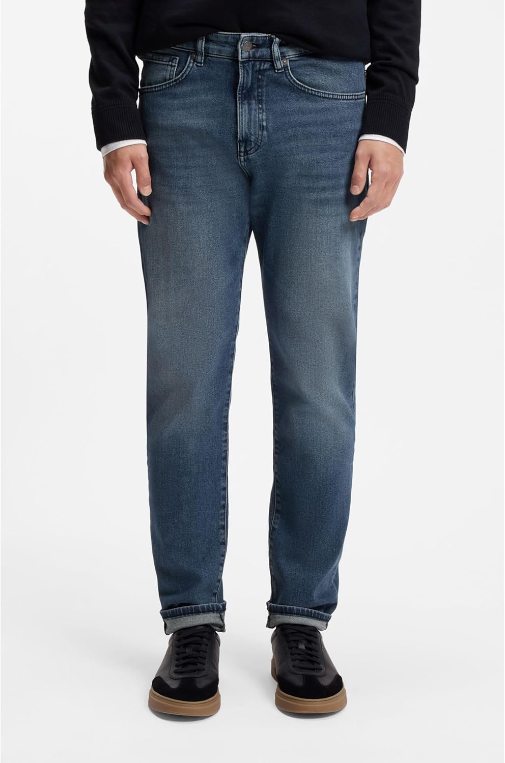 BOSS Herren Re.Maine BC-C Schwarze Maine Regular-Fit Jeans aus bequemem Stretch-Denim 29W / 34L Medi