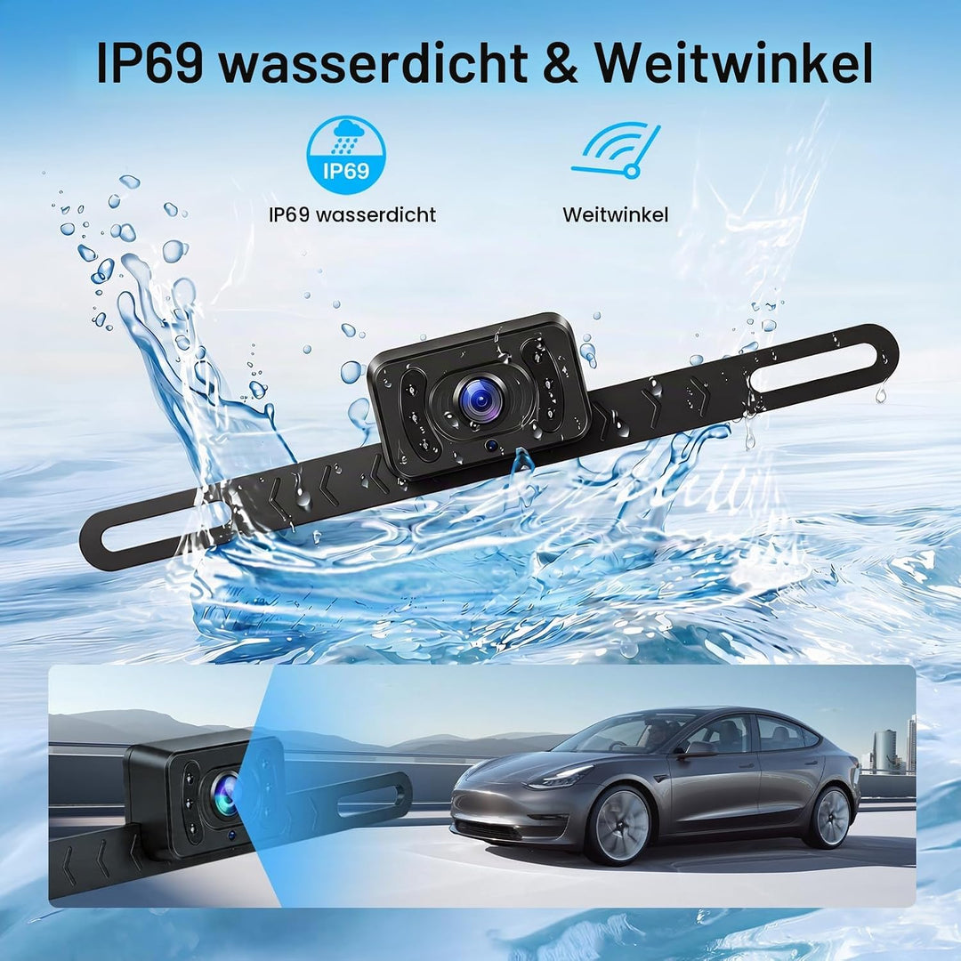 Hikity 5 Zoll AHD IPS Display, Kabelloses Rückfahrkameraset für Zahlreiche Fahrzeugmodelle, wasserdi