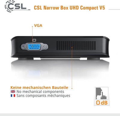 Mini PC CSL Narrow Box Ultra HD Compact v5 Windows 11 Pro lüfterlos, Intel Celeron N5100 4x2800MHz,