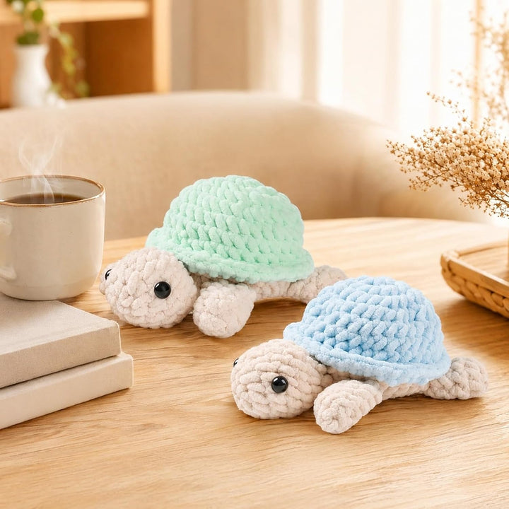 LUBEWISE 2 Stück Häkelset Für Anfänger, Schildkröte Crochet Set, Tiere Häkeln Set, Komplett DIY Häke