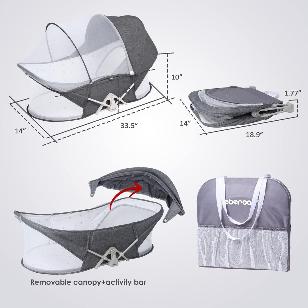 beberoad Baby Reisebett - Stubenwagen - Leicht - Portable Reisebettzelt für Babys- Zweipunkt-Sicherh