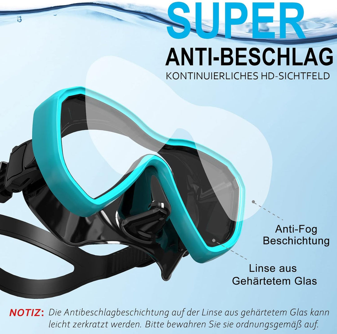 Dorlle Schnorchelset, Neu Verbesserte Panorama Schnorchelmaske, wasserdichte Tauchmaske Anti-Fog Ant