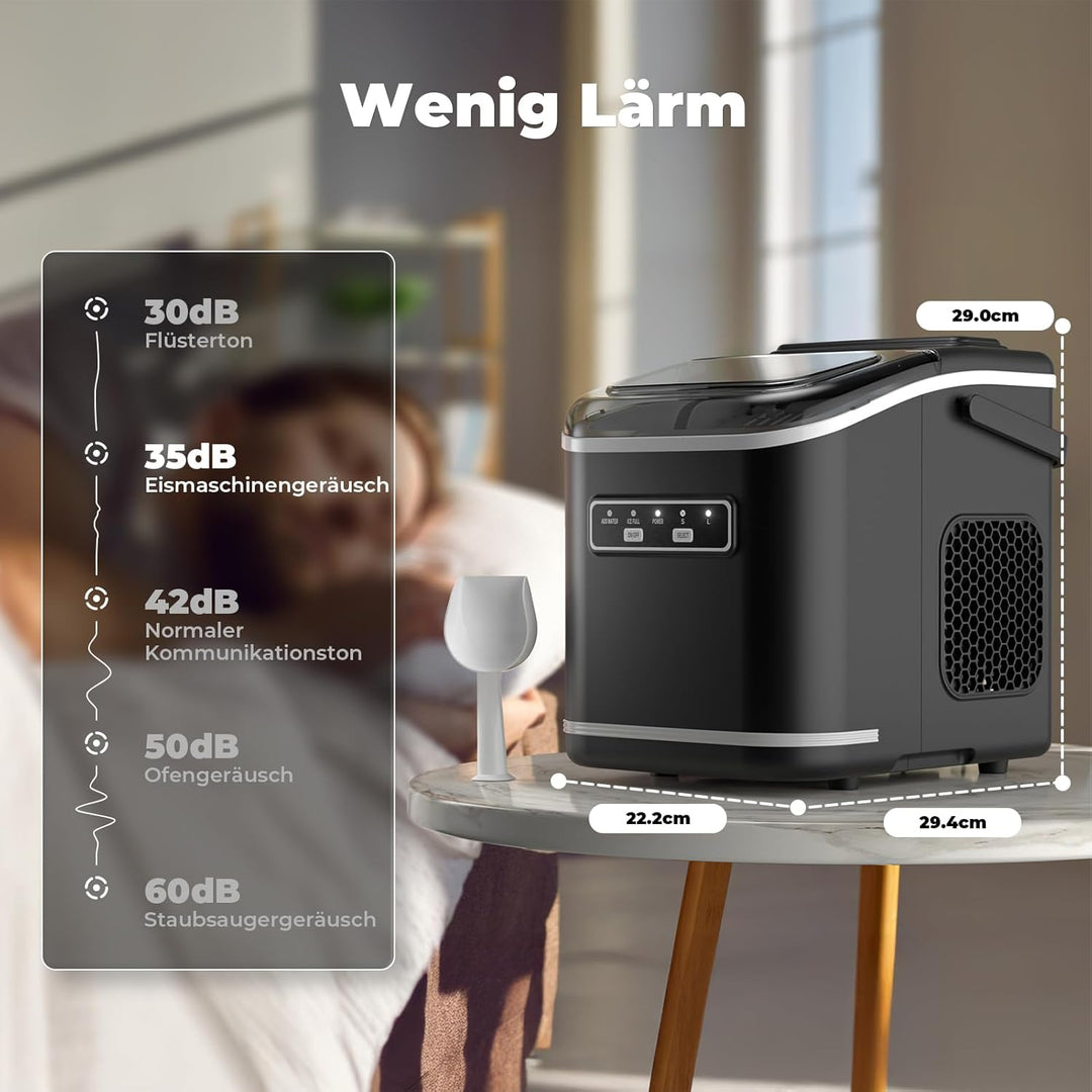 Eiswürfelmaschine, Acmeenjoy Eiswürfelbereiter Ice Maker 9 Eiswürfel in 6-8 Minuten, 12 KG in 24 H,