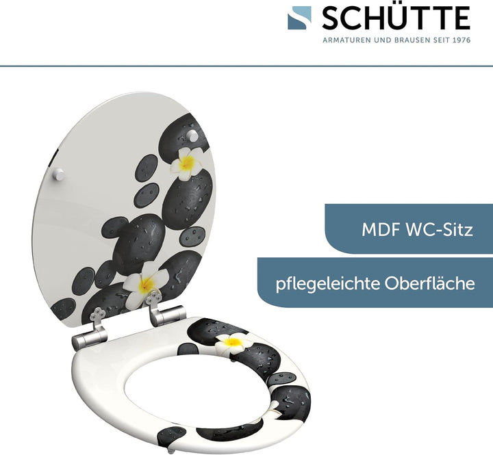 SCHÜTTE WC-Sitz STONE mit Absenkautomatik aus Holz | Toilettensitz mit Klodeckel | Holzkern Toilette