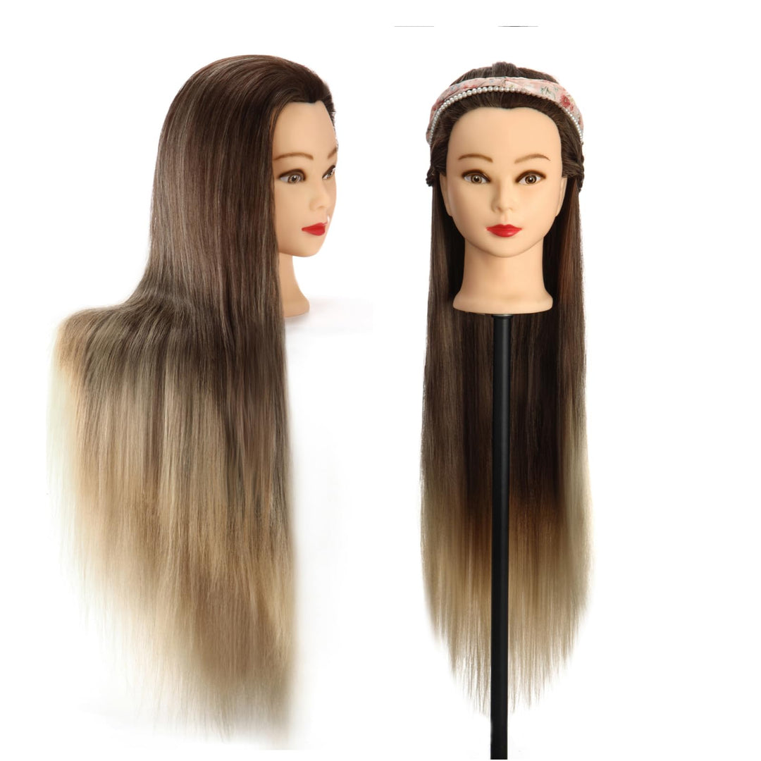 Frisierkopf, Auzass Frisurenkopf 26-28 Inch 100% Kunsthaar Weich Übungskopf Ombre Friseurkopf Traini