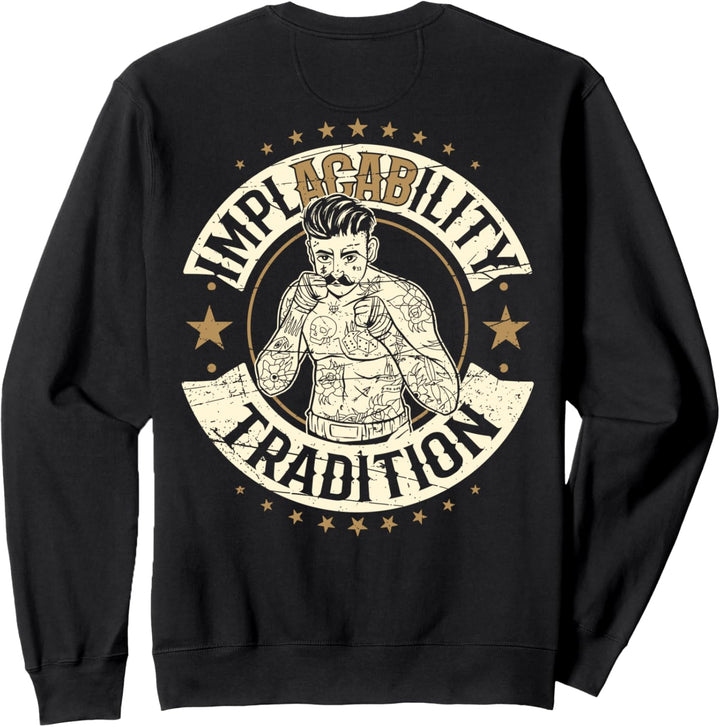 Hooligan Unbeugsam Implacability Tradition Boxer Backprint Sweatshirt