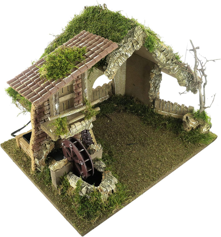 BERTONI Leere Holzhütte mit Wassermühle, Holz, Mehrfarbig, Einheitsgrösse