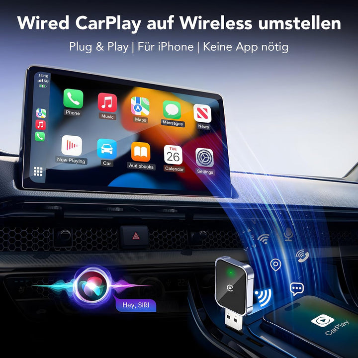 Wireless CarPlay Adapter iPhone | Kabellos Auto Apple CarPlay Dongle | Plug & Play | Mini Design | A