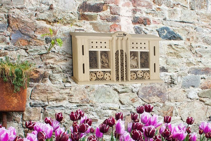 Royal Gardineer Bienenhaus: XXL-Naturholz-Insektenhotel und Nisthilfe Grand Hotel, 28 x 50 cm (Luxus