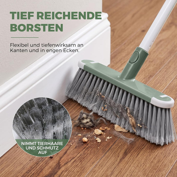 DEANIC 4-in-1 Mop Besen Bürste mit Halter Wandmontage Set