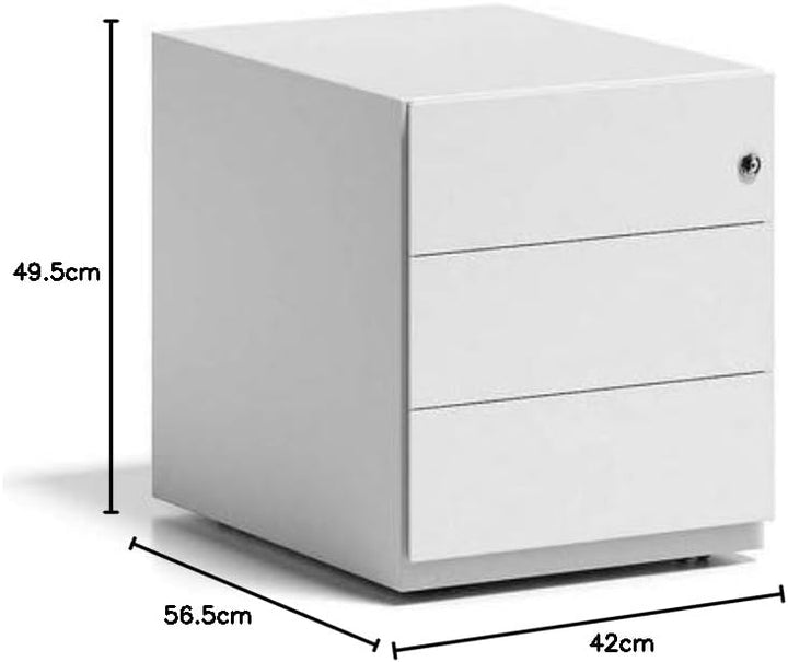BISLEY Rollcontainer Note mit Griffleiste, 3 Universalschubladen, Metall, 696 Verkehrsweiss, 56.5 x
