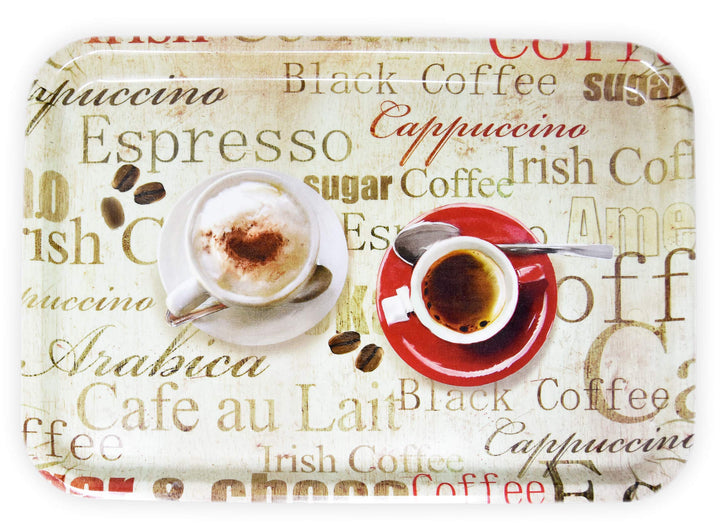 Lashuma Melamin Serviertablett XL, Kaffeetablett aus Italien, Frühstückstablett Eckig, Druck: Espres