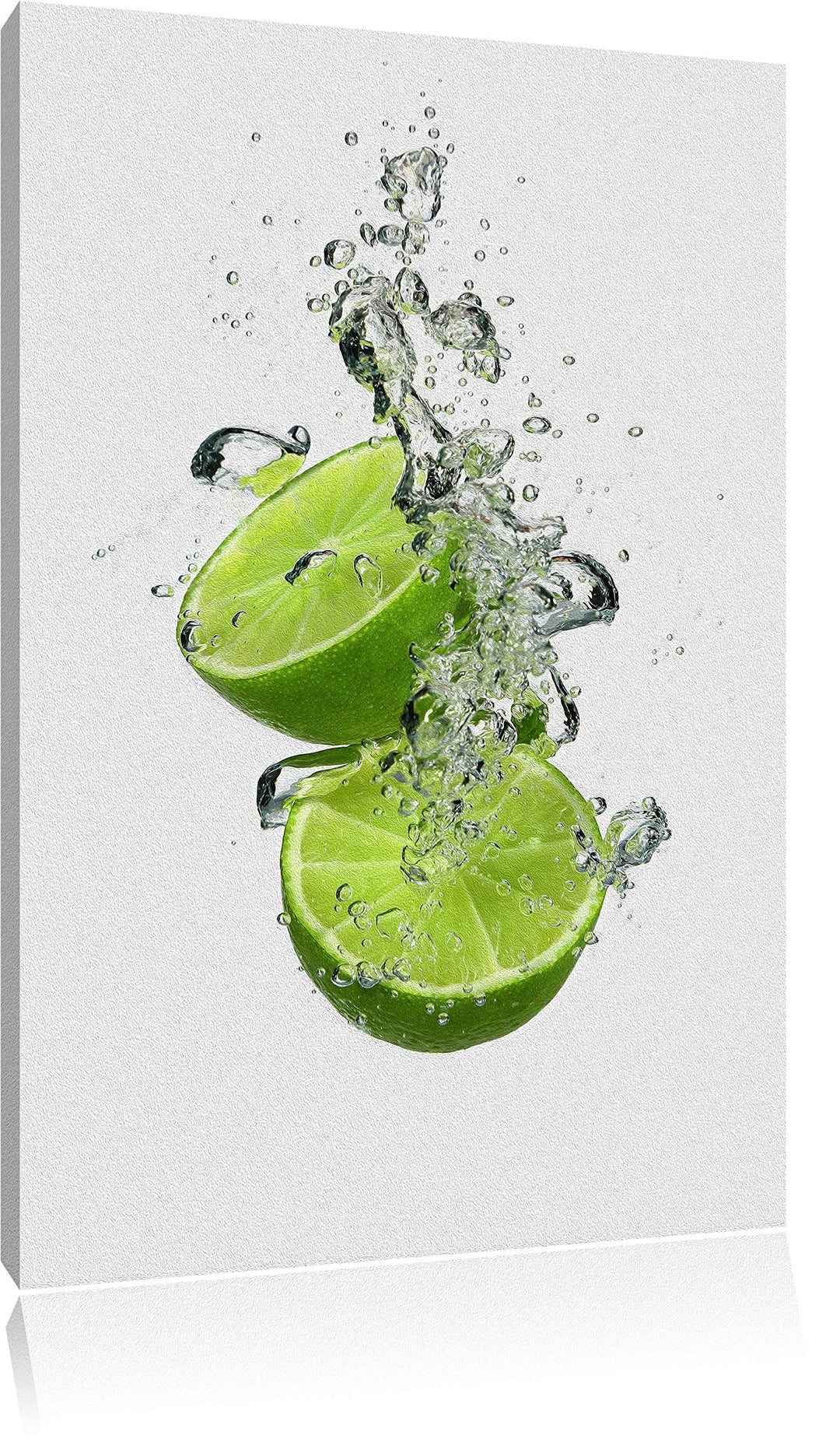 Leckere grüne Limetten im Wasser schwarz/weiss Format: 100x70 auf Leinwand, XXL riesige Bilder ferti