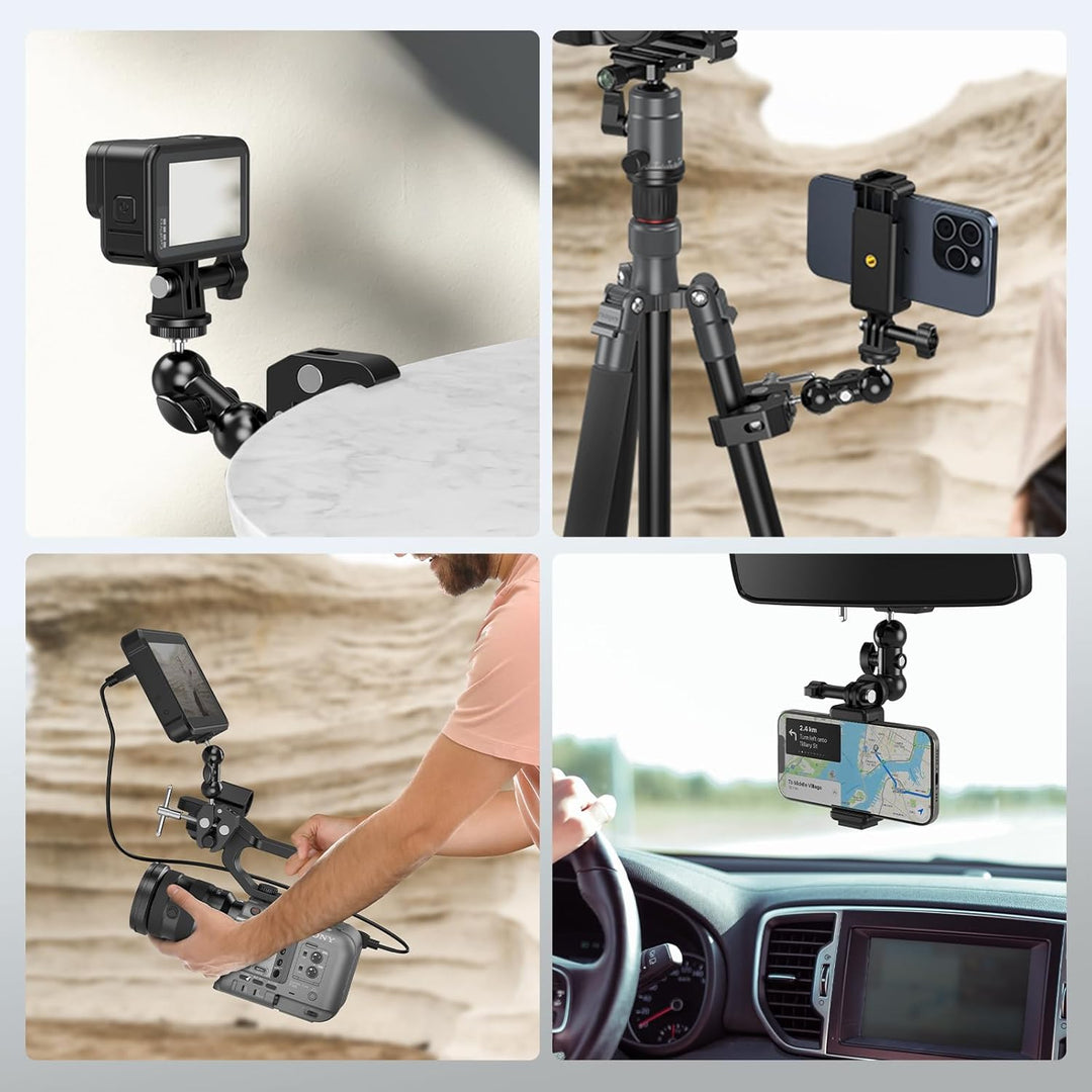 SMALLRIG Upgrade Mini Magic Arm, Kleiner Kugelkopf-Zauberarm mit Klemme, Super Klemme mit rutschfest