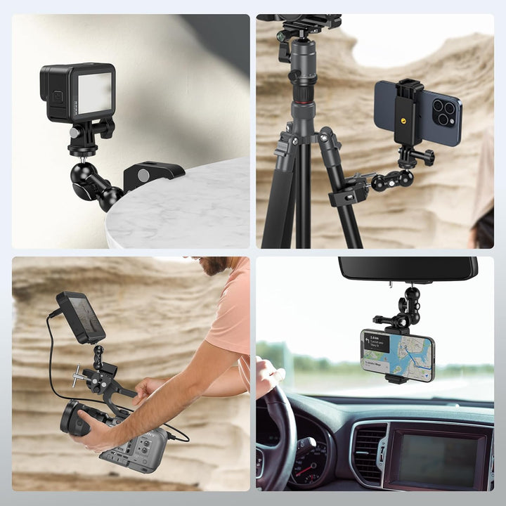 SMALLRIG Upgrade Mini Magic Arm, Kleiner Kugelkopf-Zauberarm mit Klemme, Super Klemme mit rutschfest