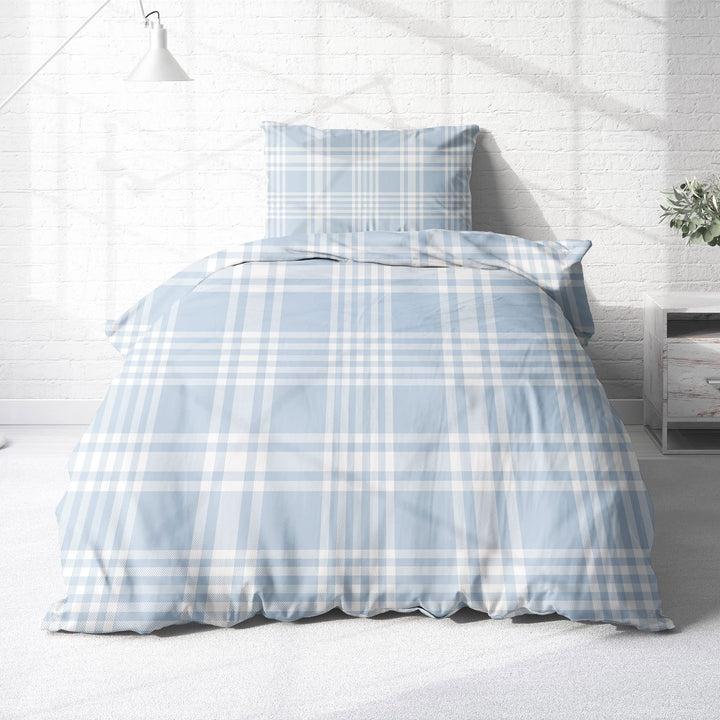 Träumschön Biber Bettwäsche Set 4tlg 135x200 cm + 80x80 cm – Flauschige Bettwäsche Hellblau – Weiche