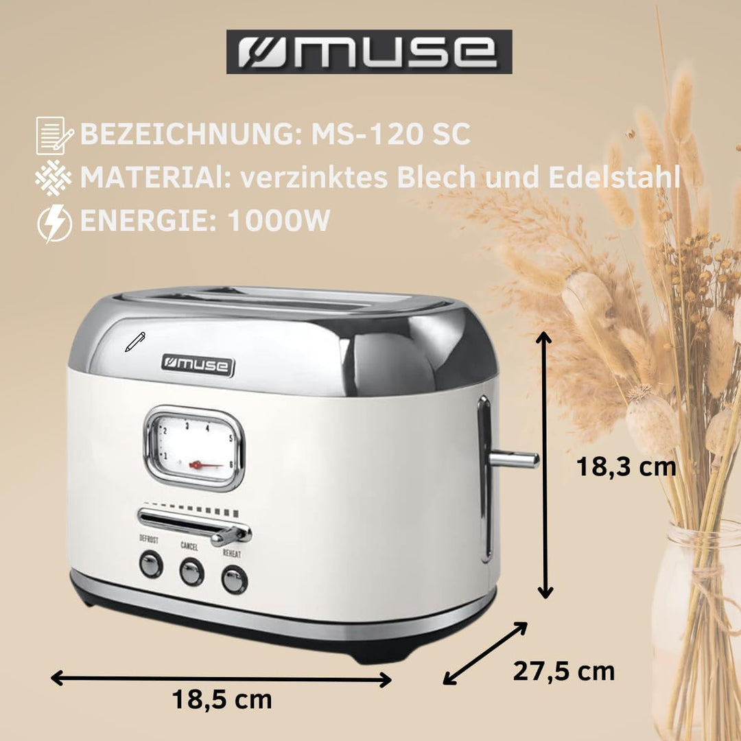 Muse Wasserkocher und Toaster Set, 2er Frühstücks-Set mit Retro Wasserkocher und 2 Scheiben Toaster
