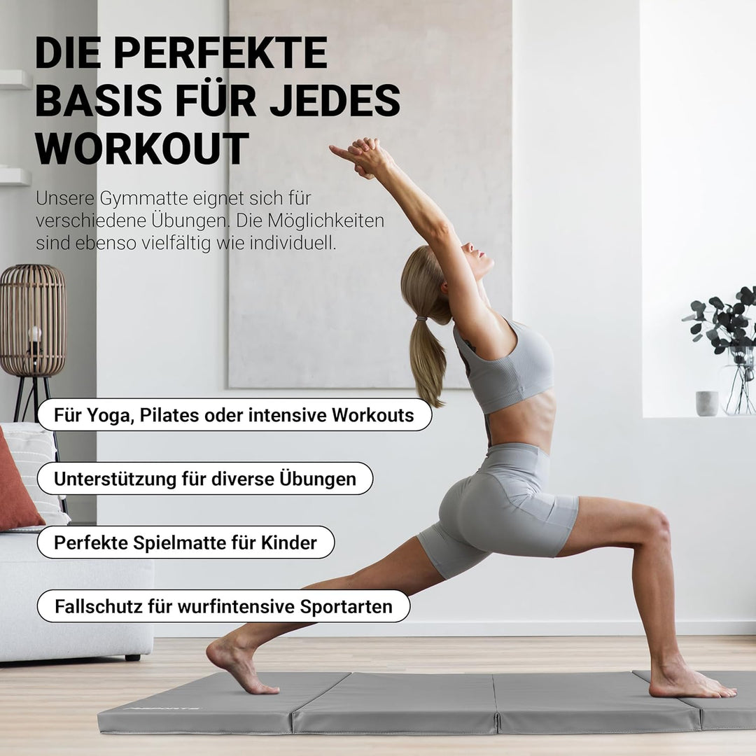MSPORTS Turnmatte Premium klappbare Weichbodenmatte 190 x 80 x 5 cm Gymnastikmatte faltbare Sportmat