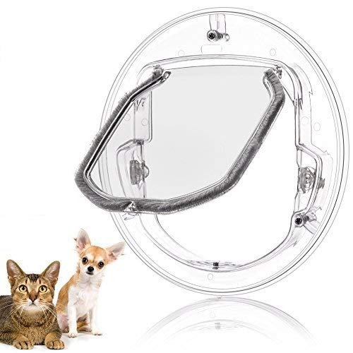 Katzentür, mit 4-Wege-Schloss, kleine Tür mit Glasfenster für Katzen und kleine Hunde