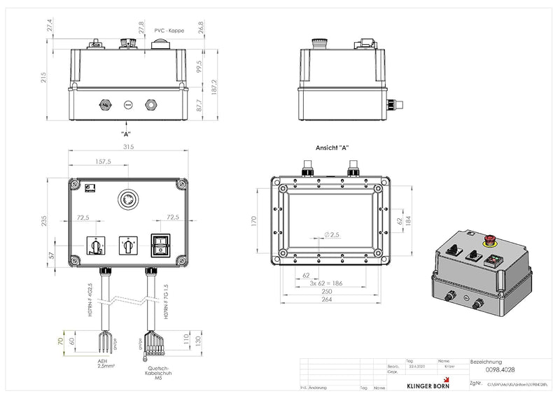 Stern-Dreieck-Starter, automatisch, bis 7,5kW ASB20 Hauptschalter Not-Halt