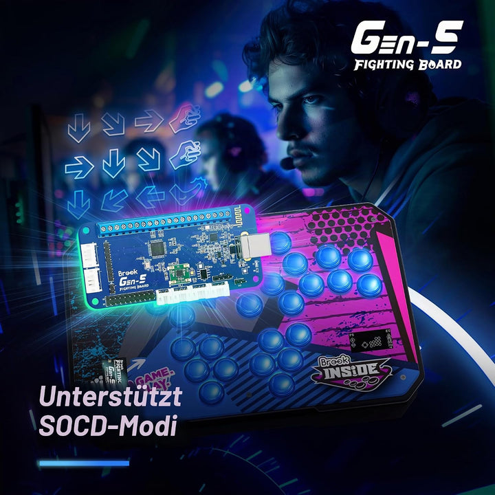 Brook Gaming GEN 5 Wired Fighting Board – Kompatibel mit PS5, PS4, NS, NS2 und PC/Ultra-niedrige Lat