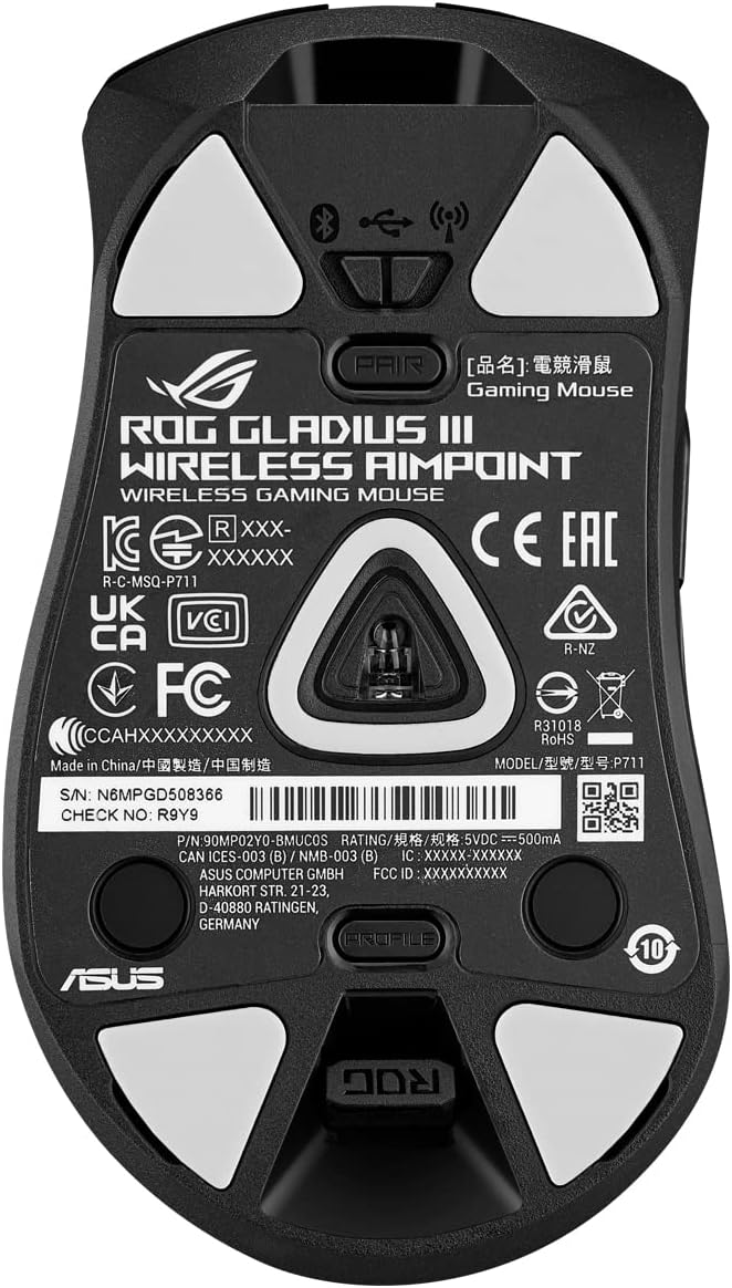 ASUS ROG Gladius III Wireless AimPoint RGB Gaming Maus (optischer ROG AimPoint-Sensor, 36.000 DPI, 6