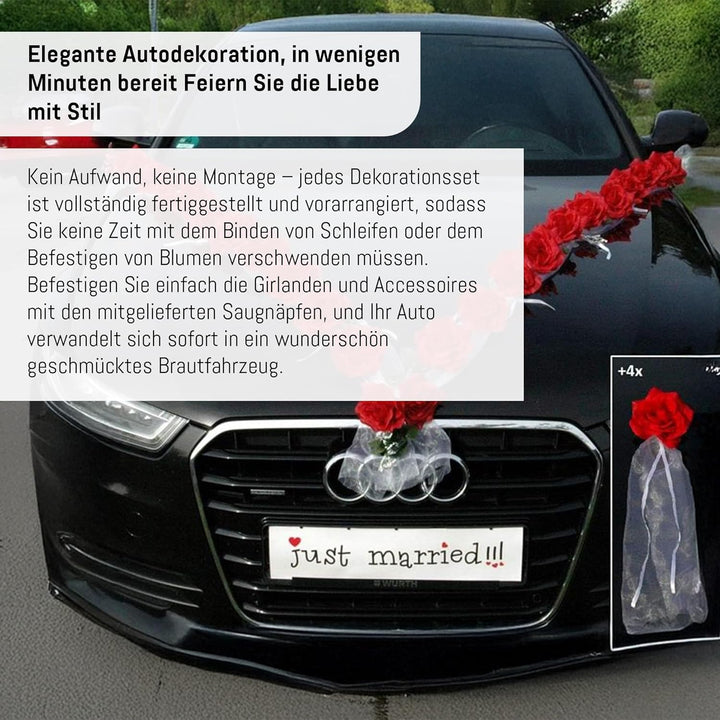 Rosen Girlande Braut Paar Rose Deko Dekoration Autoschmuck Hochzeit Car Auto Wedding ®Auto-schmuck D