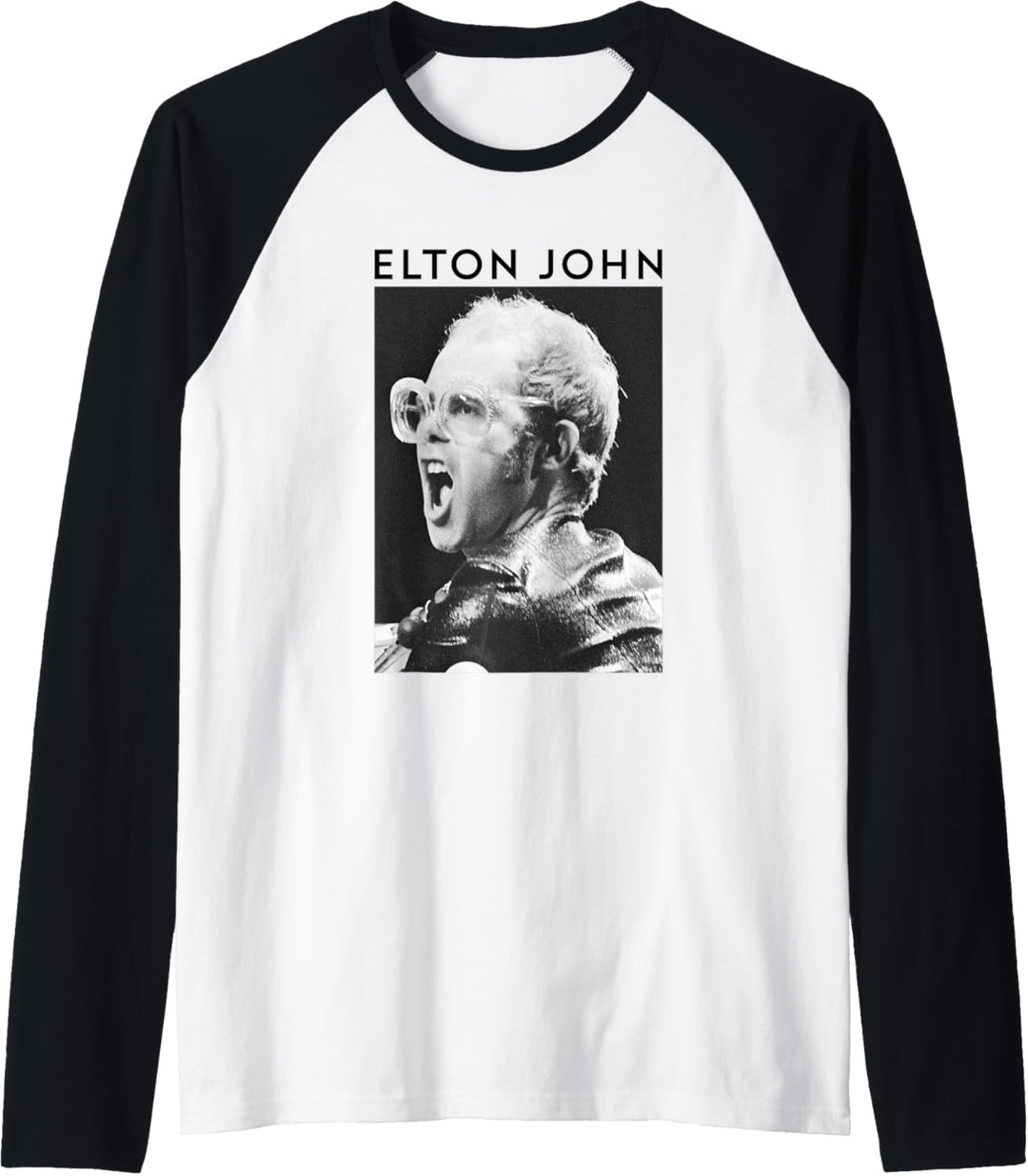 Elton John Offizielles Foto in Schwarz-Weiss Raglan