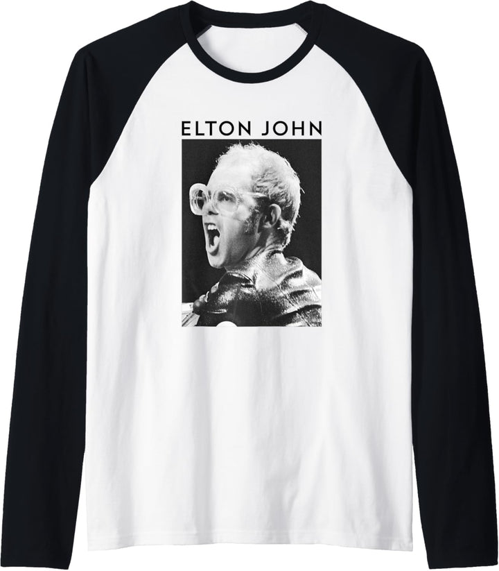 Elton John Offizielles Foto in Schwarz-Weiss Raglan