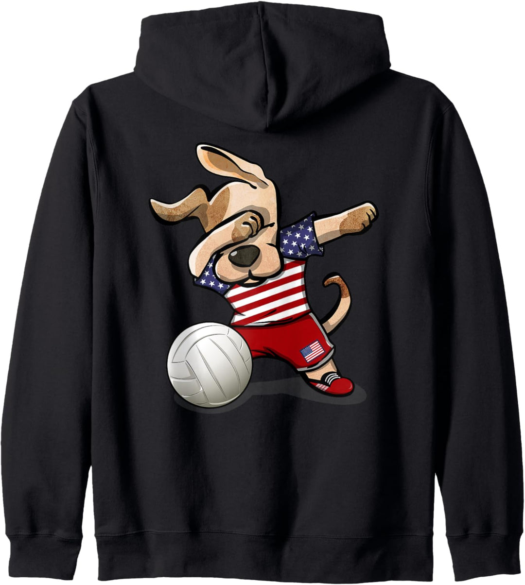 Tupfender Hund Amerika Volleyball Amerikanische Flagge Sport Kapuzenjacke