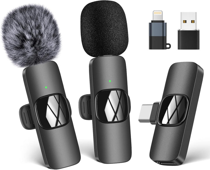 HMKCH Kabelloses Lavalier Mikrofon für Handy/iPhone/Computer, Wireless USB C Ansteckmikrofon für Vid