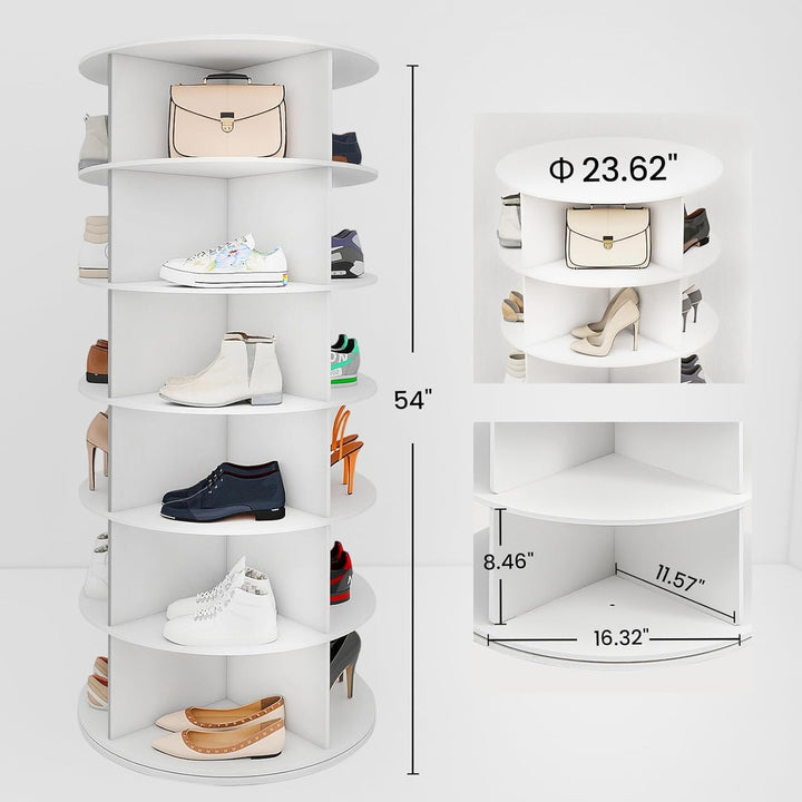 6 Tier Drehbarer Schuhregal 360° drehbares Display weisser Lazy Susan-Organizer Shoe Rack 24 Paar Sc