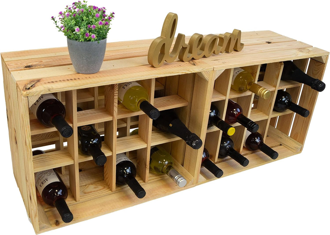 Kistenkolli Altes Land Flaschenregal Henry Holz Natur – Weinregal für 12 Flaschen | Stapelbar &amp; Schm