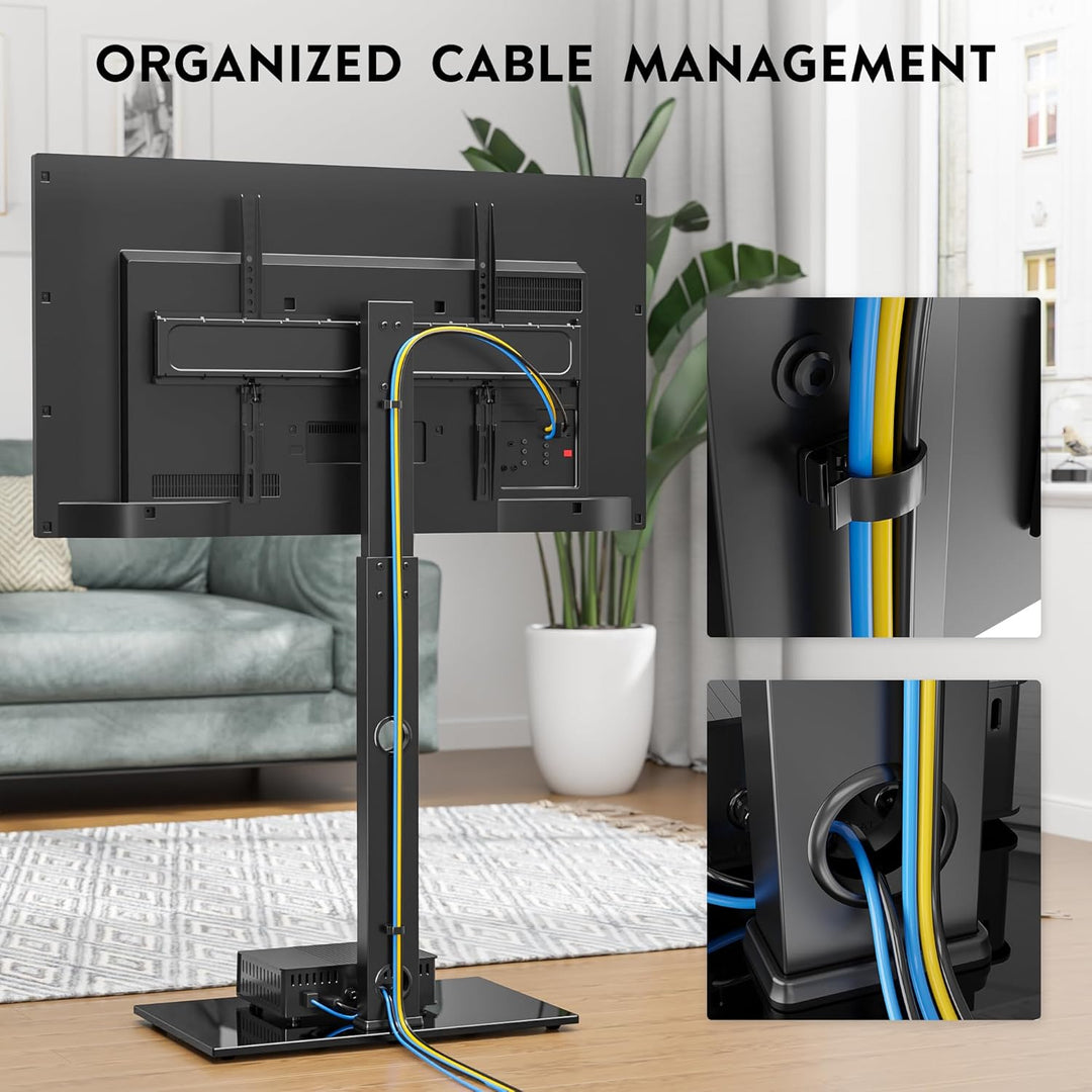 BONTEC TV Ständer Standfuss Fernsehstand für 30-70 Zoll Flach & Curved Fernseher bis zu 40 kg, Schwe