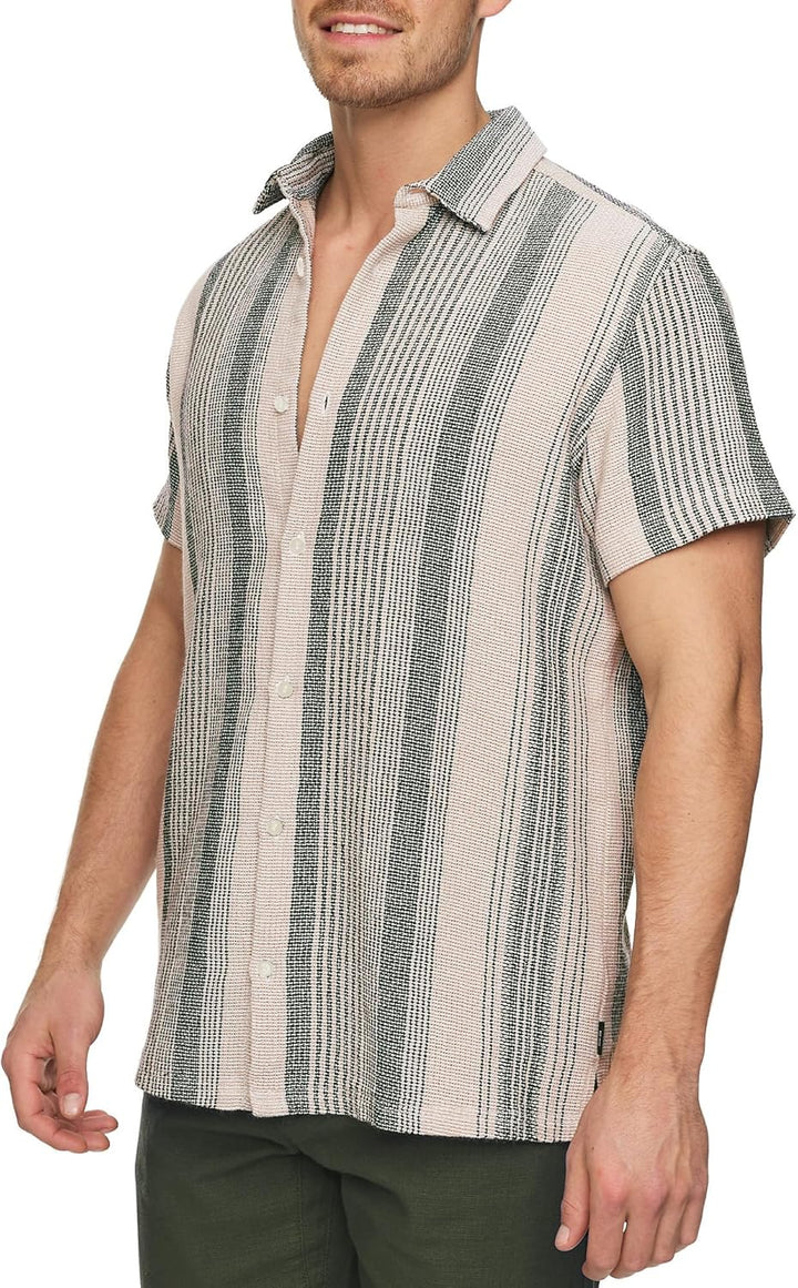 Indicode Herren INCosby Kurzarmhemd mit Button-Down-Kragen | Herrenhemd gestreift Kurzarm Hemd M Arm