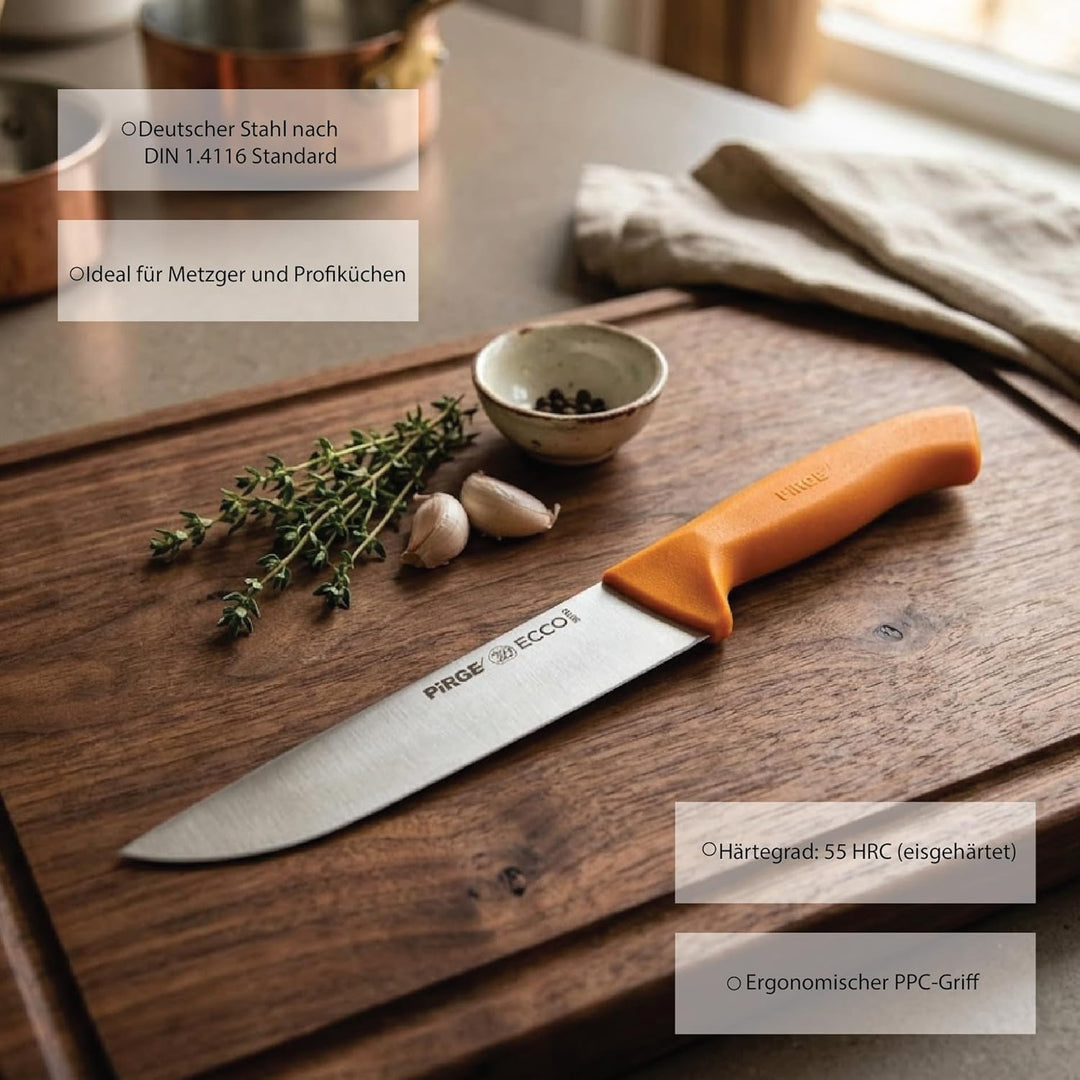 Pirge Ecco Metzgermesser 21 cm Gelb Schlachtermesser - Fleischermesser - Stechmesser - Exzellenter S