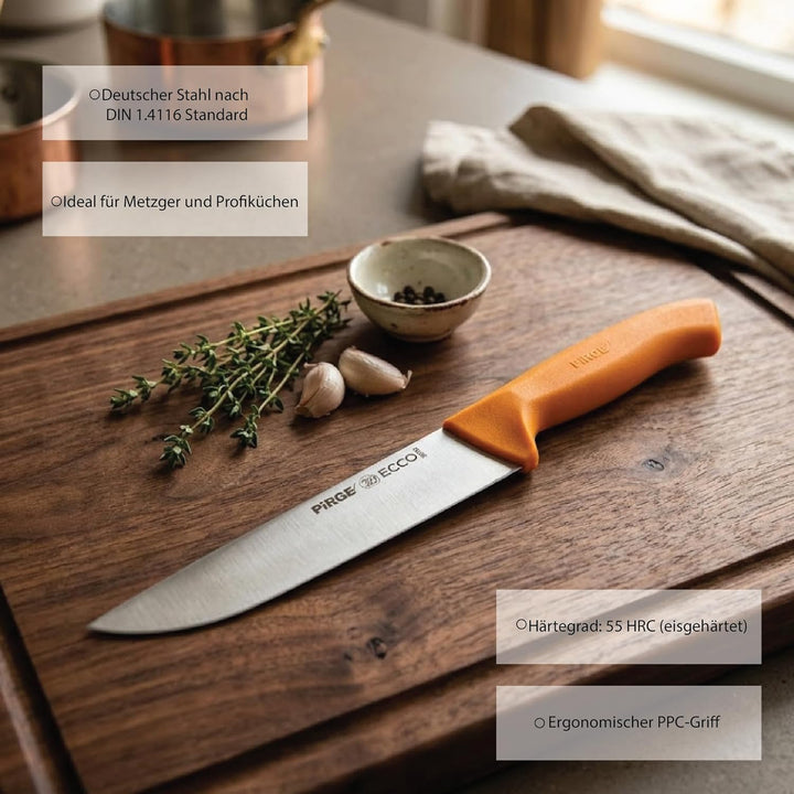 Pirge Ecco Metzgermesser 21 cm Gelb Schlachtermesser - Fleischermesser - Stechmesser - Exzellenter S