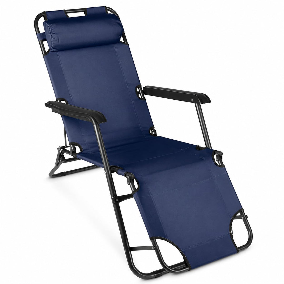 Nexos klappbare Sonnenliege Relaxliege Liegestuhl Klappliege Stahl (Blau), Blau