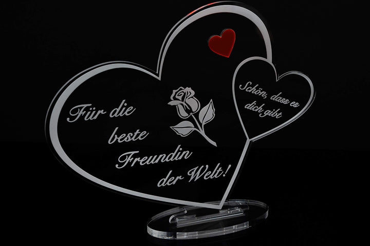 Acryl Schild in Herz Form Für die Beste Freundin der Welt Perfekt zum Geburtstag oder Weihnachten, m