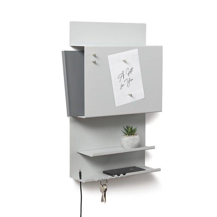 byde Wandorganizer Hepe aus Stahlstruktur. 30 x 9 x 49 cm 3-in-1 Wandregal mit Magnettafel und Magne