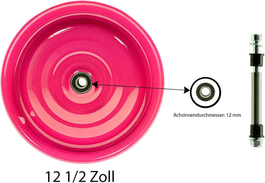 12 1/2 Zoll Scheibenrad Anhänger Handwagen Laufrad Rad Felge Klaufix DDR Pink | 2 Stück