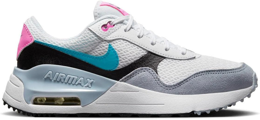 Nike Jungen Air Max SystmSneaker 35.5 EU Weiss Blau Blitzschwarz Blaues Flüstern, 35.5 EU Wei&#xDF;