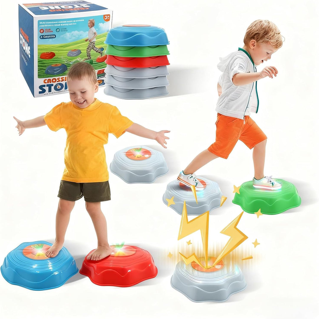 Balanciersteine für Kinder mit Licht und Musik 6er Rutschfest und Stapelstein Balance Steine Set Sen