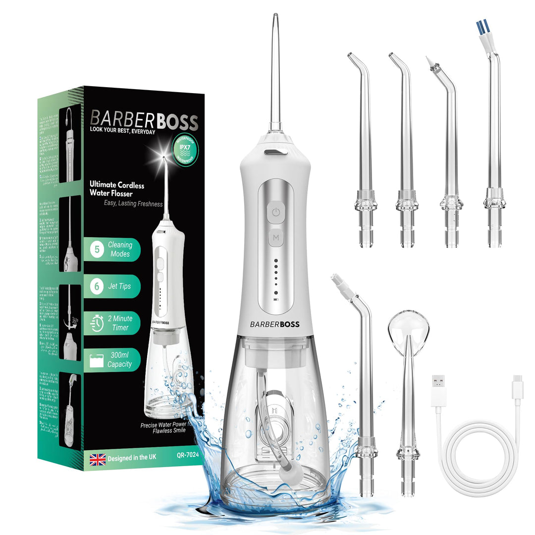 BarberBoss Water Flosser, Plaque-Entferner für Zähne, Munddusche, elektrischer Zahnseide-Apparat, Za