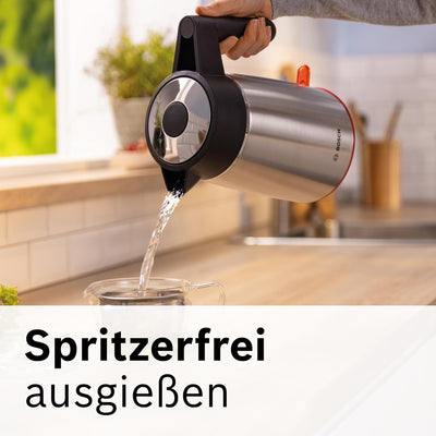 Bosch kabelloser Wasserkocher MyMoment TWK6M480, Abschaltautomatik, Überhitzungsschutz, Tassenanzeig