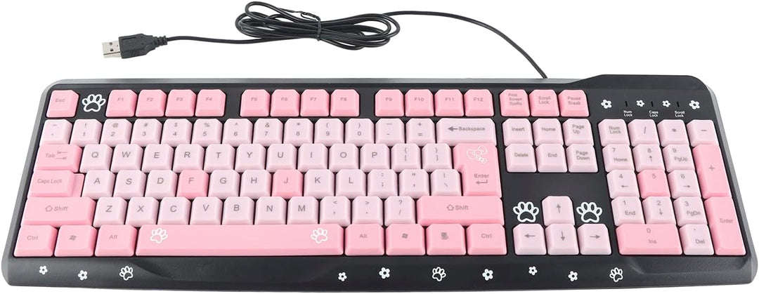 Tbest Sanrio Tastatur, wiederaufladbar, komplett, niedlich, mit Ziffernblock, USB-Tastatur, kabelgeb